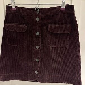 Loft plum colored corduroy skirt, size 4.
